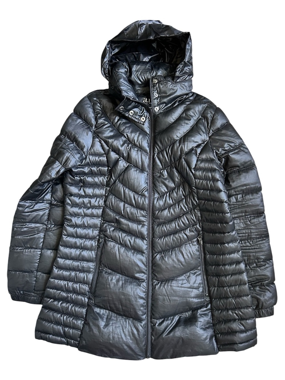 a.n.a Packable Premium Down Black Long Jacket size Large - Picture 6 of 10